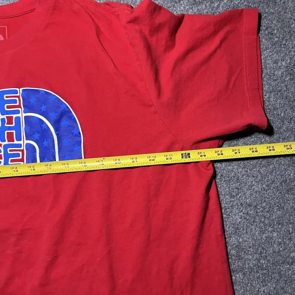 North Face T Shirt Mens XXL Red Logo USA Climbing Hiking Short Sleeve Cotton